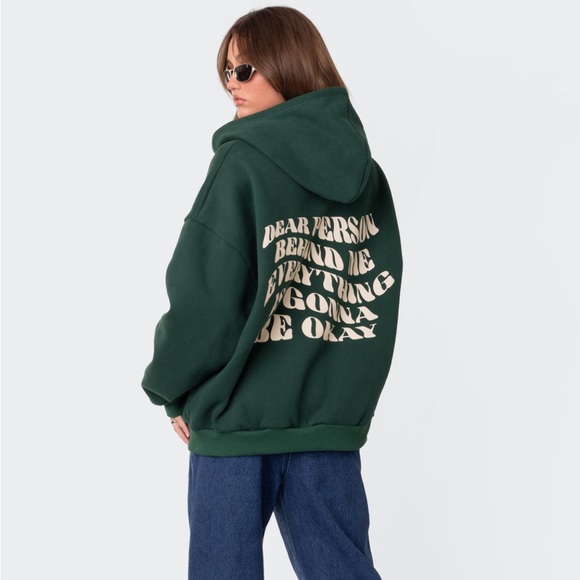 Everything’s Ok Zip Up Oversized Hoodie - Picture 3 of 3